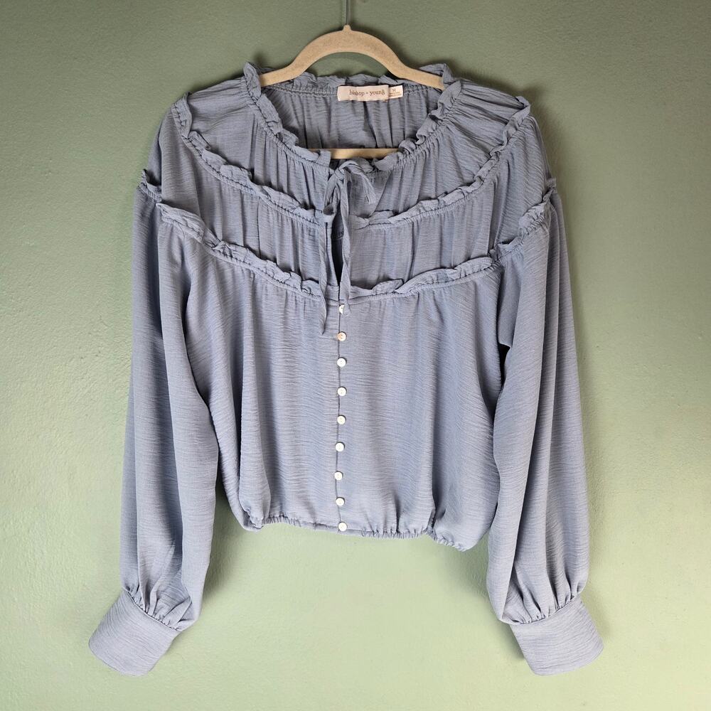 Bishop + Young Womens Ultra Violet Boho Canyon Top Size Medium Blue Azul